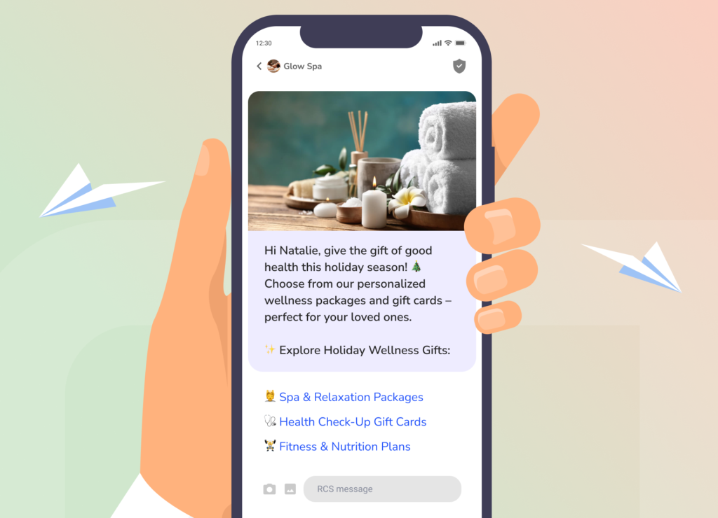 RCS chat offering personalized holiday gift suggestions via a short questionnaire