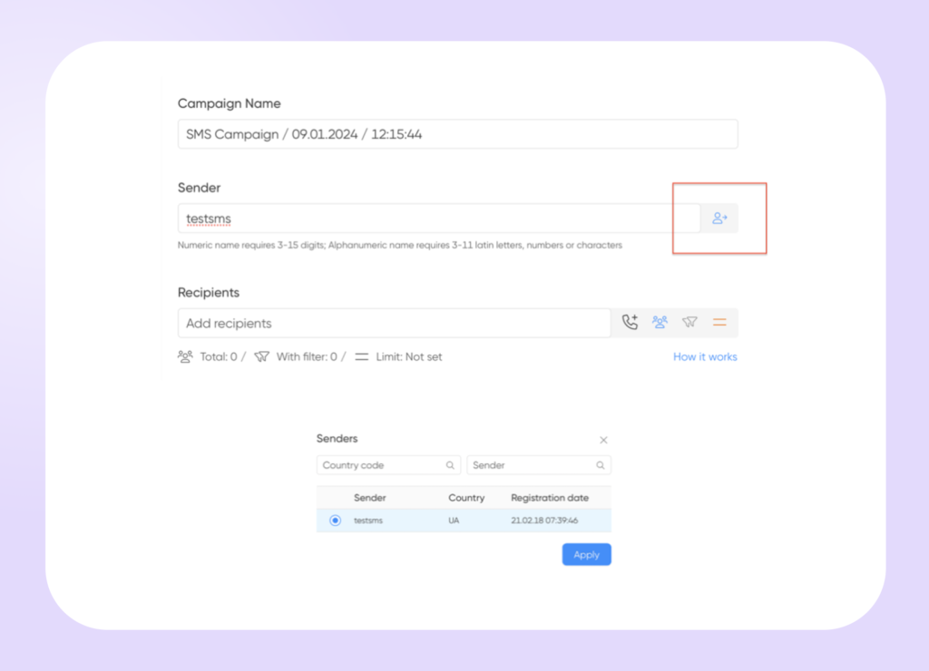 Add Recipients for Bulk SMS with BSG SMS Service